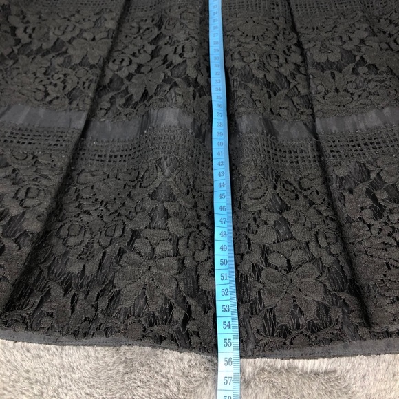Rebecca Taylor BLACK Pleated Silk Lace Skirt - Picture 12 of 12